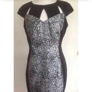 Jax brocade panel cocktail dress